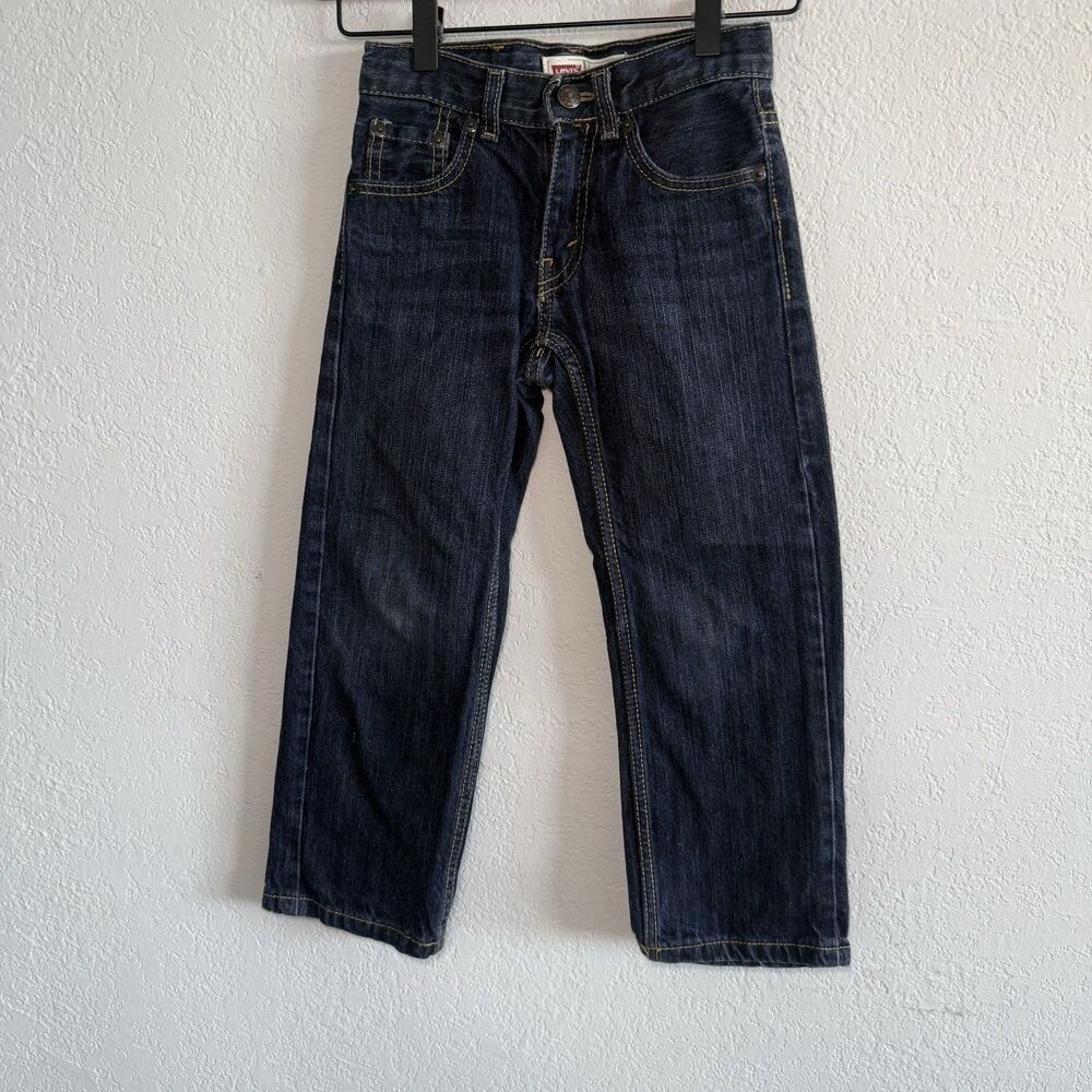 Levi's 505 Boys Jeans Size 6 Regular Straight Leg Dark Wash Blue Denim